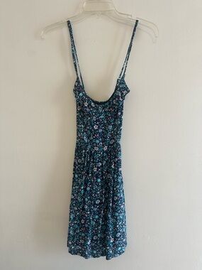 Hollister Navy Floral Spaghetti-Strap Mini Dress